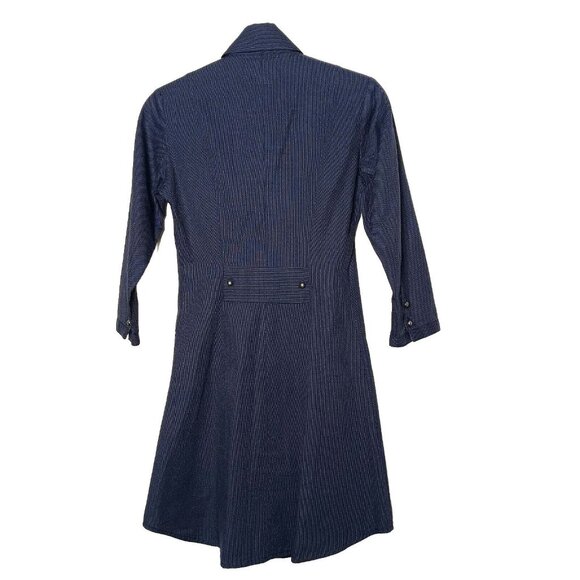Fine Garments By Bell Alicia Size 0 Shirt Dress Military Navy Blue Polka Dot - Picture 2 of 12